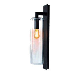 Dome 1 - Light Outdoor Armed Sconce,  Black,  Clear