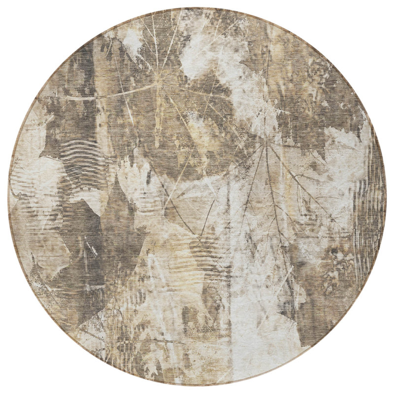 Tapis d'intérieur rond antidérapant rond 8 'taupe et ivoire