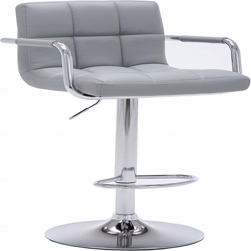 Accent Stool  - Contemporary Adjustable Swivel Function Arm Bar  With Cushion, Gray