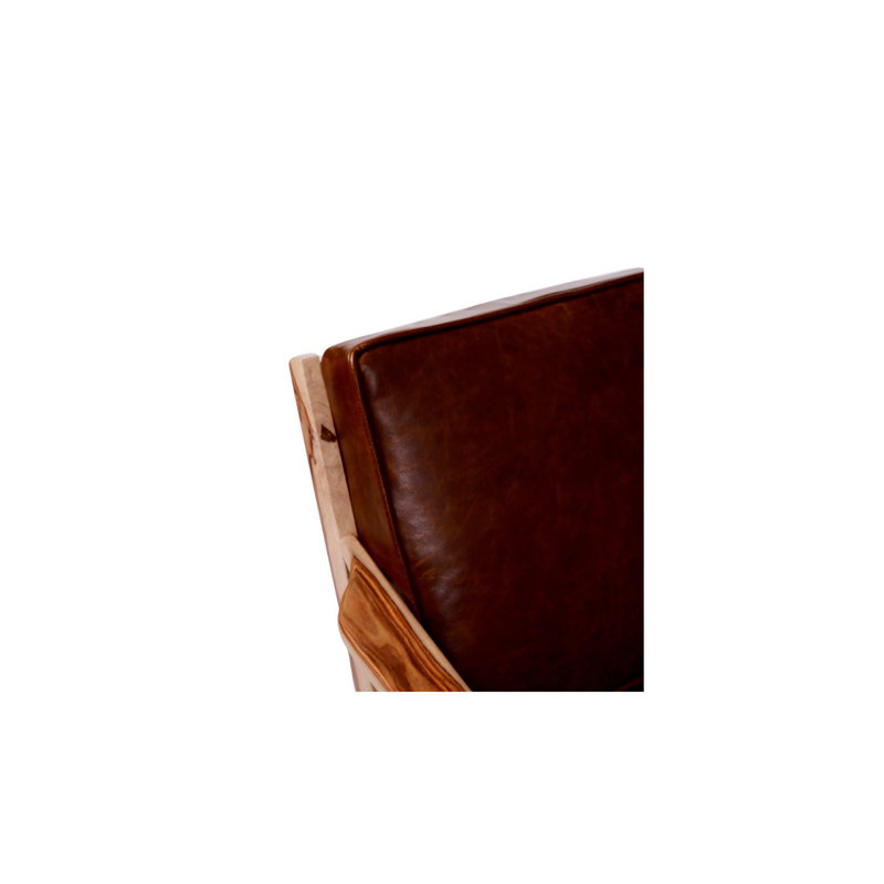 Ladrena Upholstered Armchair, Natural Genuine Leather