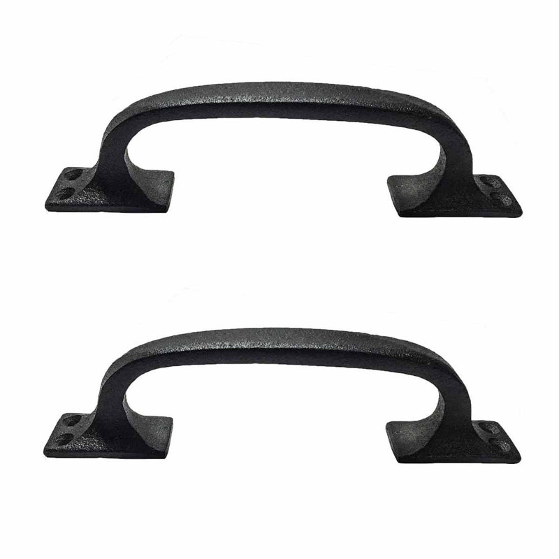 Black Wrought Iron Cabinet Handle 6" L Rust Resistant with Hardware