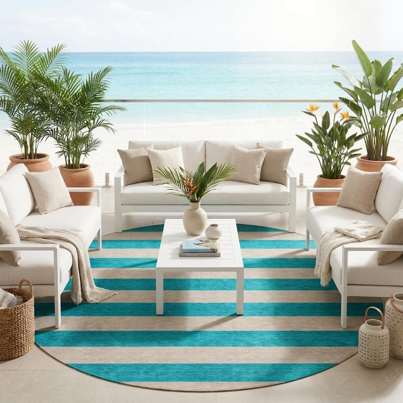 Tapis extérieur rond lavable antidérapant 8 pi