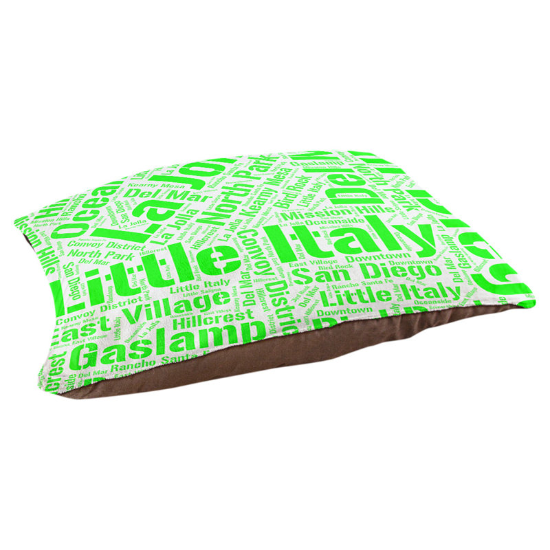 Coussin de chien « districts », Moyen (H 9,5 po x l 28 po x P 18 po), Vert, San Diego
