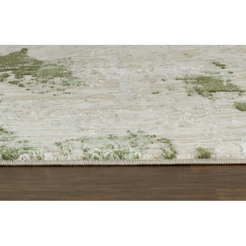 Tapis vert à motif abstrait Luckey, Rectangle de 5 pi x 7 pi