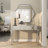 Skyler Glass Mirrored Geometric Silver Console Table with Circular Panel Inlay