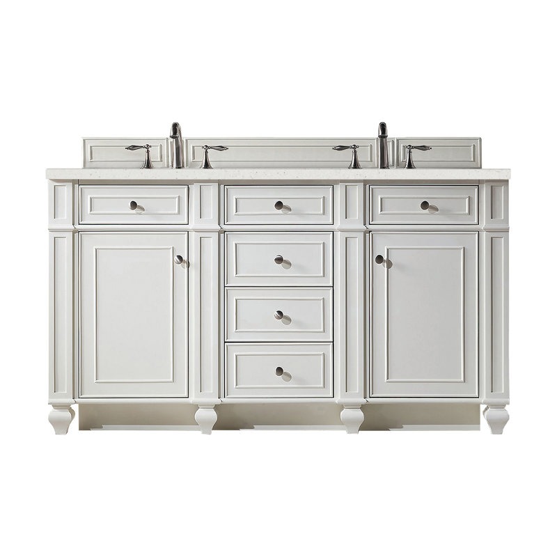 Bristol 60'' W Double Vanity, Bright White, Lime Delight, 8" Widespread