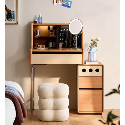 Ensemble de coiffeuse extensible avec miroir et tabouret rembourré