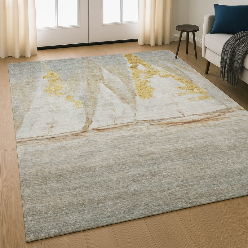 Premium Machine Washable Mayfield AMF2084 Coastal Rug, 8' x 10', Taupe