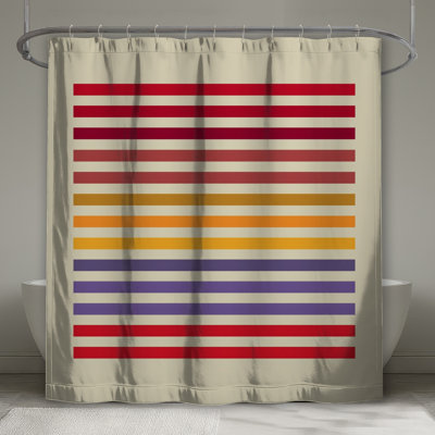 Rideaux de douche multicolores à rayures horizontales très longues