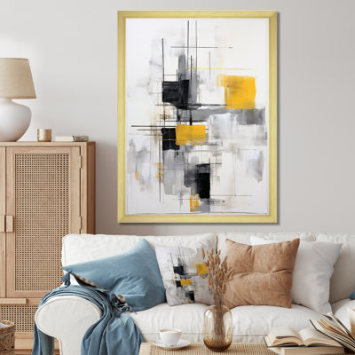 Freedia Grey Yellow Minimalism Purity Of Form II On Canvas Print