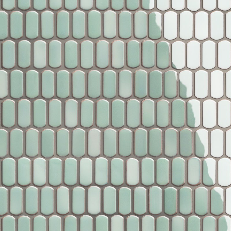 Hudson Capsule 12-1/4 In. X 13-1/8 In. Porcelain Mosaic Tile, Mint Green
