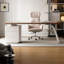 Bureau à 3 tiroirs brun noisette + beige massif massif + bois manufacturé-109080104-109080106