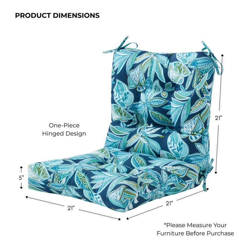 Coussin de chaise d'extérieur Lester, 2, H 21 po x l 21 po x P 21 po, Bois de crête botanique