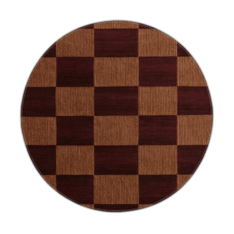 Tapis d'intérieur et d'extérieur à carreaux brun