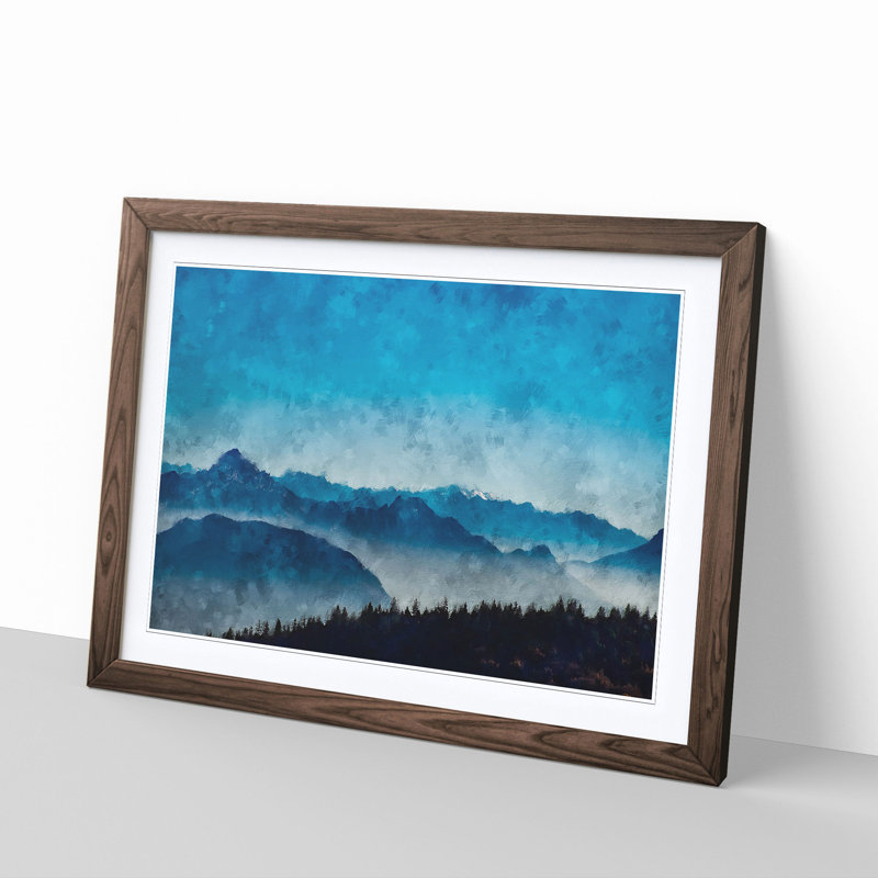 Fog Between the Mountains - Picture Frame Graphic Art Print, 62cm H x 87cm W x 2cm D, Walnut Framed