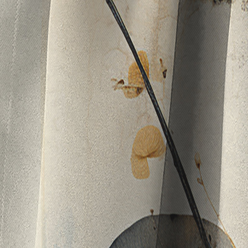 «Asian Art Seashell Sumi» - rideau art asiatique - rideau occultant abstrait - 1 panneau, L 52 po x L 84 po