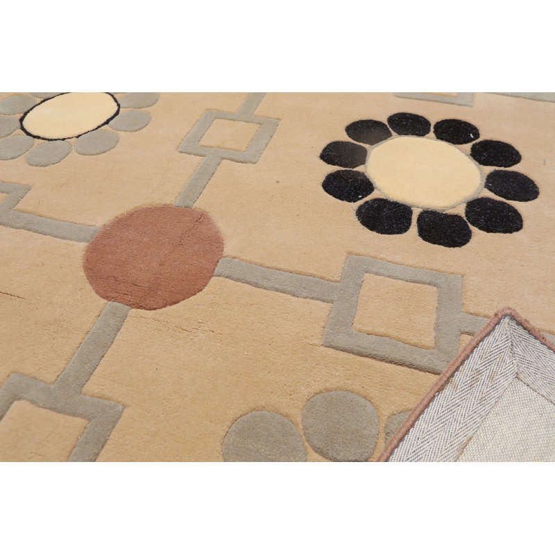 Tapis gris/beige en laine touffeté à la main traditionnel oriental Augu