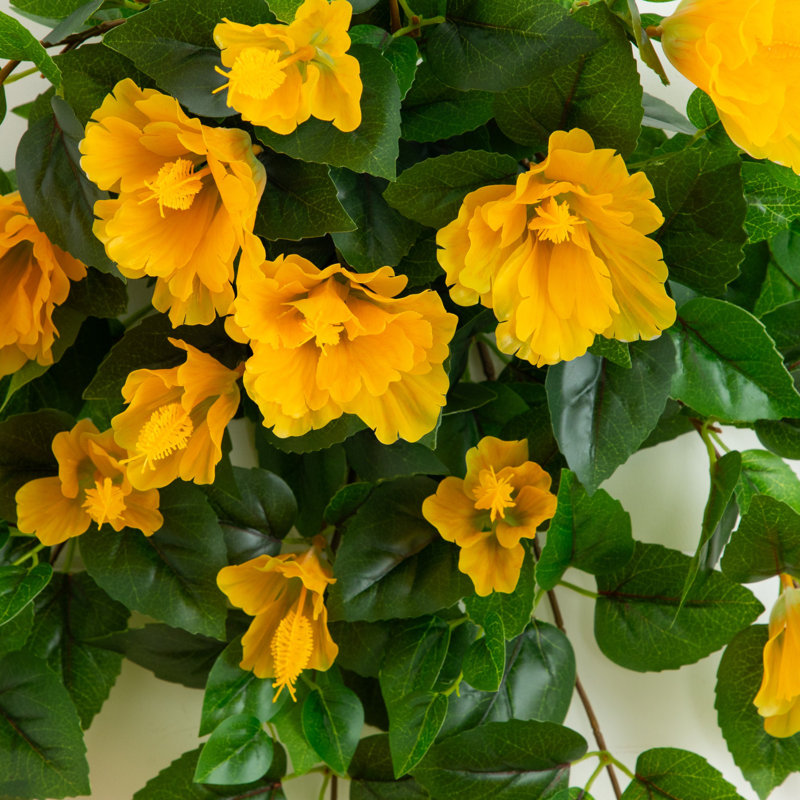 24 po Hibiscus artificiel résistant aux rayons UV (intérieur / extérieur) - ensemble de 2, Jaune
