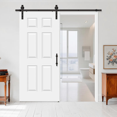 Interior 80" Height White Primed 6-panel Hollow Core Wood Molded Standard Slab Door