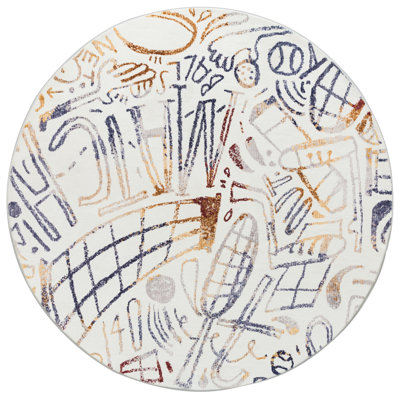 Sportsglyphs Tennis Ivory Power Loom Polyester Area Rug