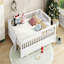 Lit plateforme simple TG avec garde-corps, base de lit simple TG en bois massif, peut être converti en grand lit plateforme, blanc-1062004760-1062004761