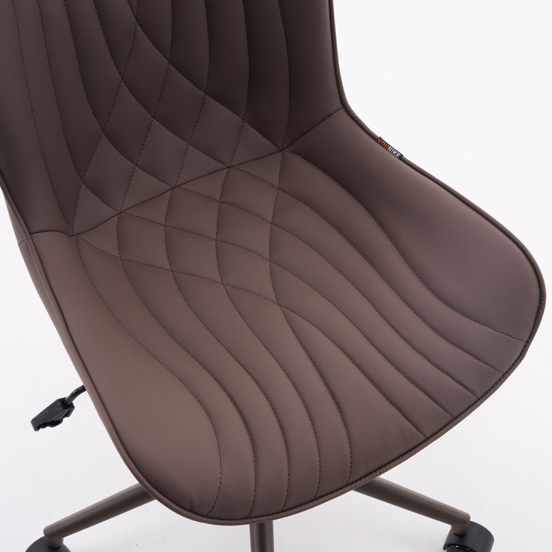 Fauteuil de bureau pivotant en similicuir avec roulettes Brionni, Siège brun / cadre noir
