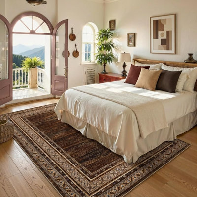 Tapis lavable moderne en simili laine avec envers antidérapant