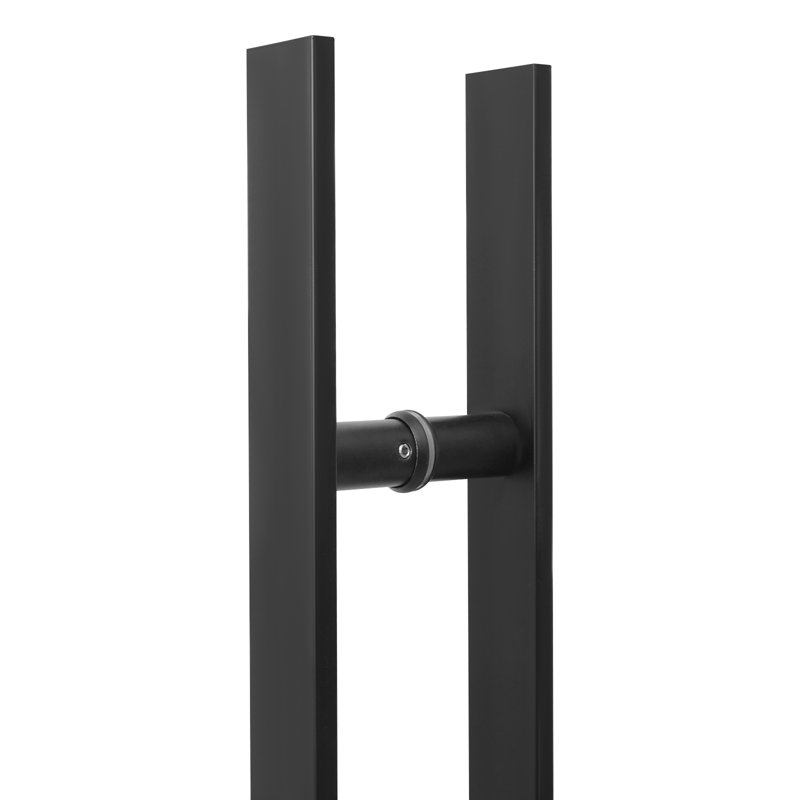 Poignée de porte à double face en acier inoxydable, paire de poignées de porte de grange coulissantes à pousser, poignée de porte en forme de H commerciale (58,66 x 1,6 po)