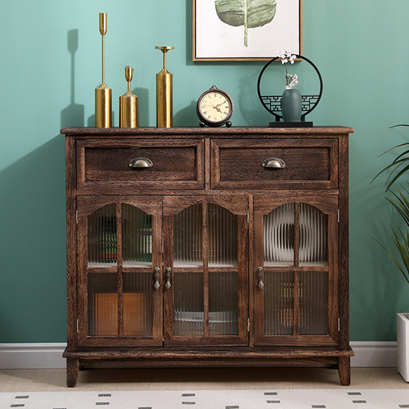 Console rectangulaire en bois massif noyer foncé, Dark Walnut
