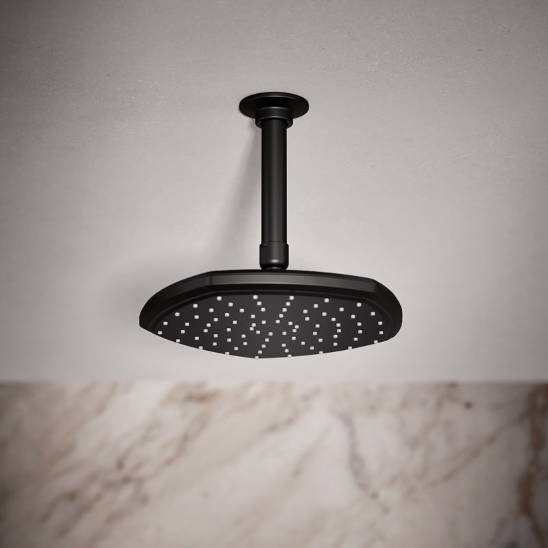 8 po. Pomme de pluie à fonction unique, Noir mat, 1.75 GPM