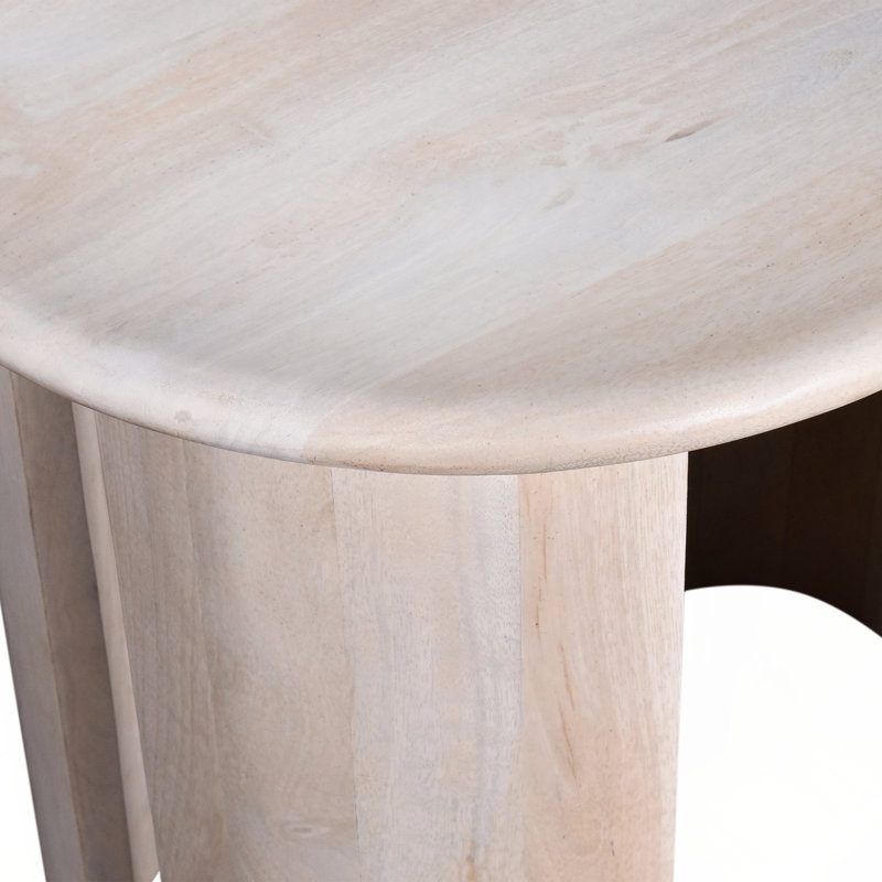 Table d'appoint ovale rustique à finition blanche rustique, table d'appoint en bois massif de salon