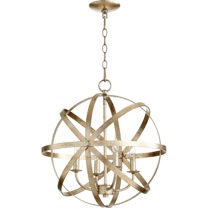 Brylan 4 - Light Dimmable Globe Chandelier, Aged Silver Leaf