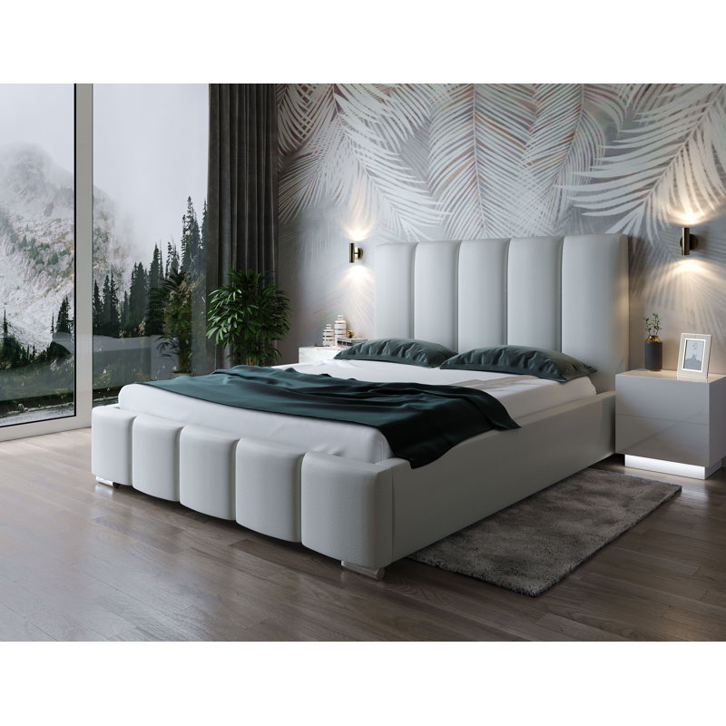 Abbey-Louise Upholstered Bed, European Kingsize (160 x 200cm), Light Grey