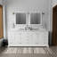 Meuble-lavabo double blanc 84 po X P 22 po , Comptoir en quartz blanc, ensemble de robinets et Miroirs-118001240