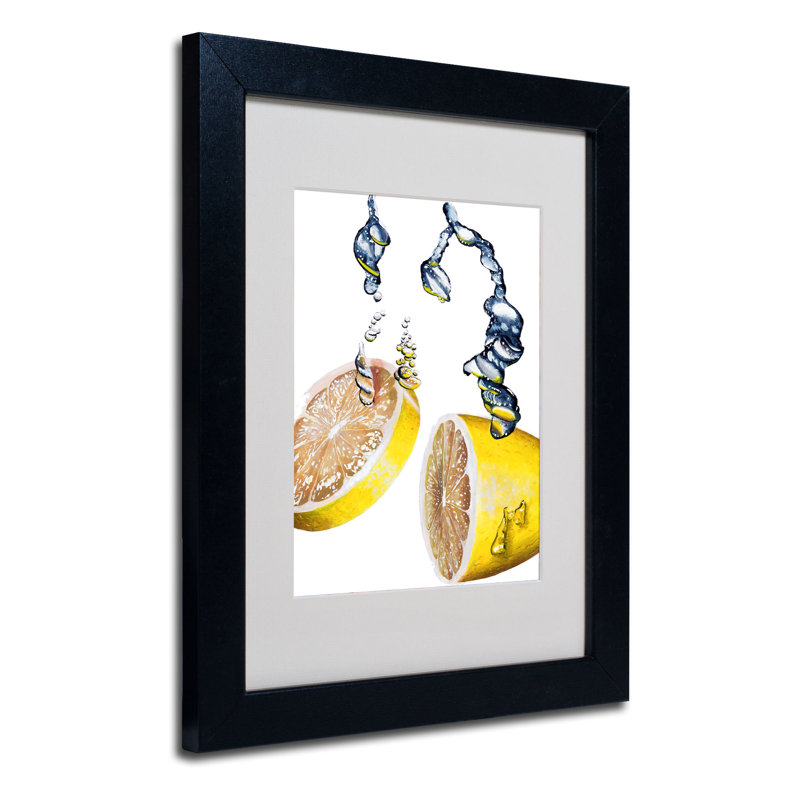 « citron splash ii », reproduction d’art encadrée, H 14 po x l 11 po x P 0,5 po, Noir