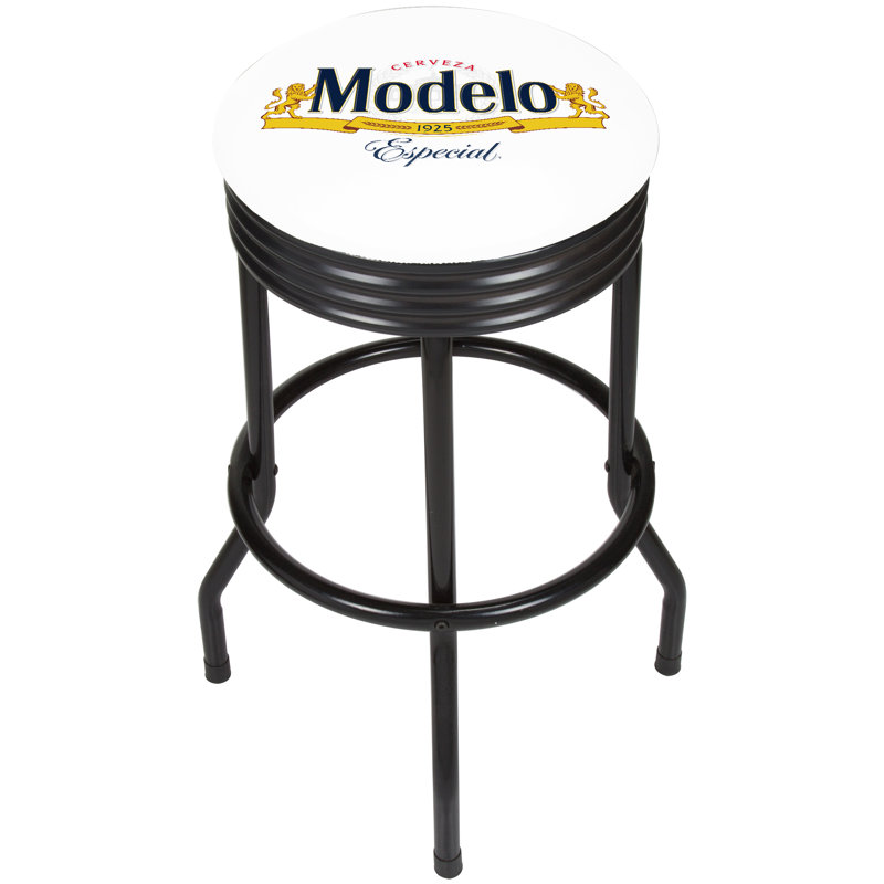 Black Metal Swivel Backless Bar Stool with Round Seat
