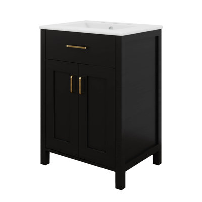 48" Bathroom Vanity With Ceramic Sink, Soft-Close Doors, Flip Drawer, Double-Layer Door Shelves, Abundant Storage Cabinet