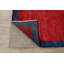 Tapis décoratif en laine noué à la main de conception unique 6 pi 9 po x 8 pi 5 po « New Age » rouge/bleu/beige