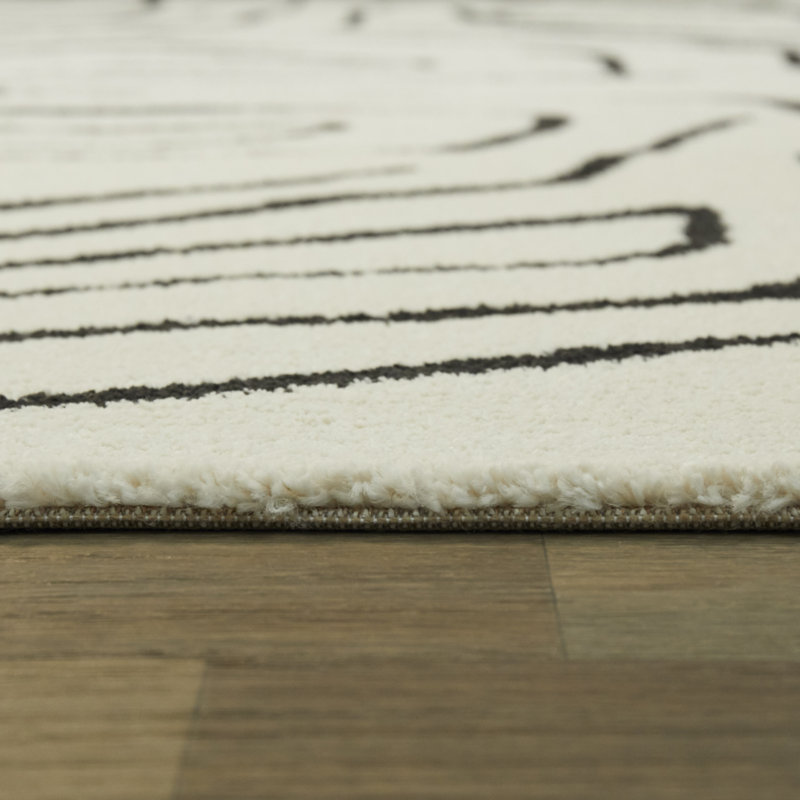 Tapis crème / noir Arlington, Rectangle 7 pi 10 po x 10 pi