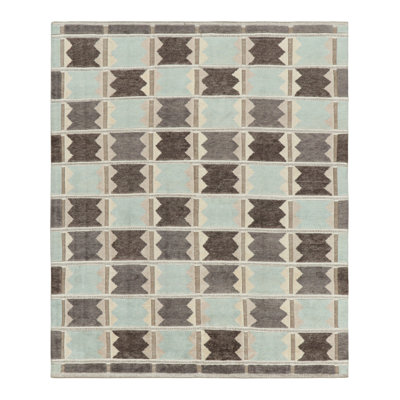 Scandinavian Hand Knotted Wool Geometric Area Rug