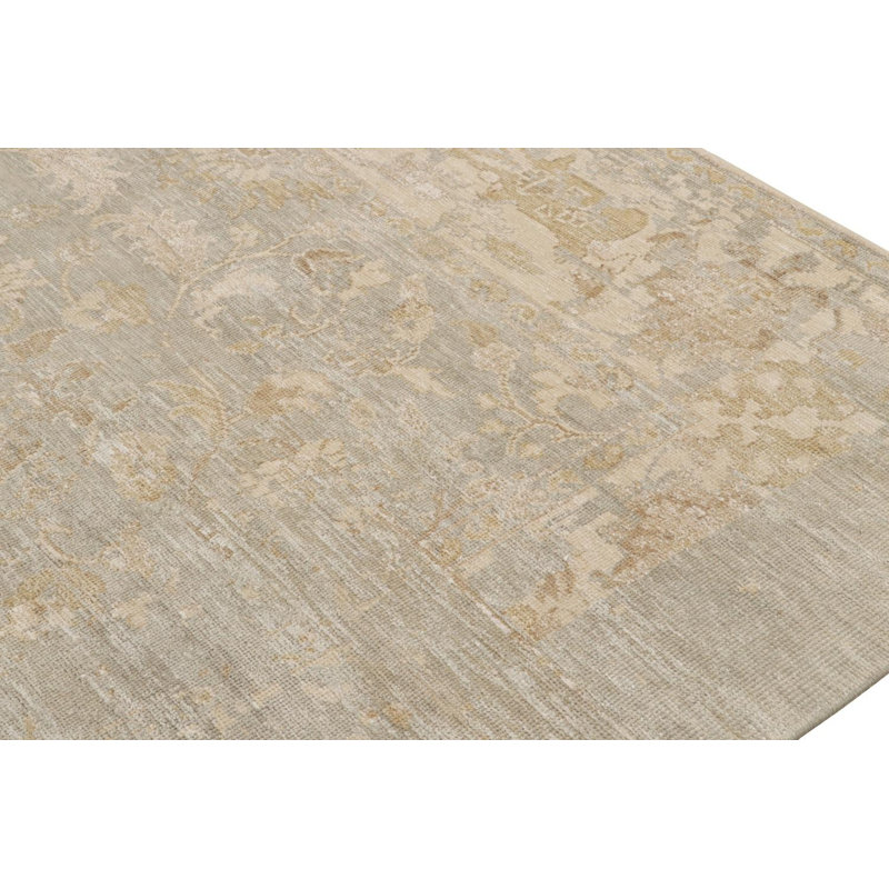 Oushak Hand Knotted Silk Floral Area Rug, Rectangle 8' x 10'