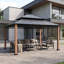 Pavillon de jardin d'extérieur à toit rigide de 13 pi x 15 pi avec toit en acier à 2 niveaux SUNJoy Epping