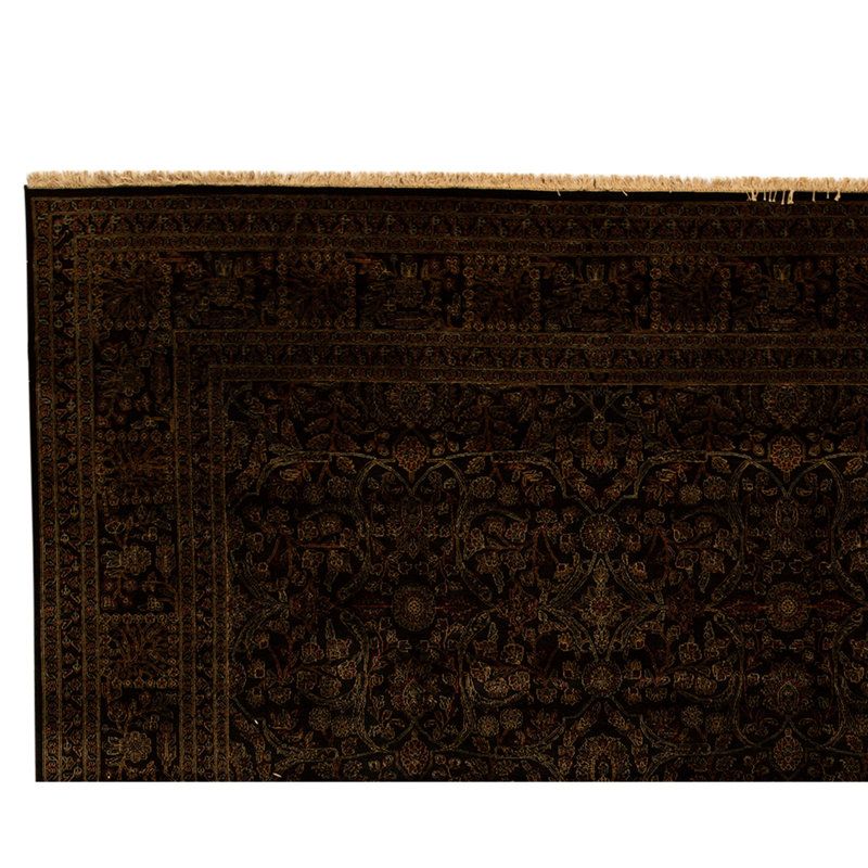 Hand Knotted Wool Area Rug in Black