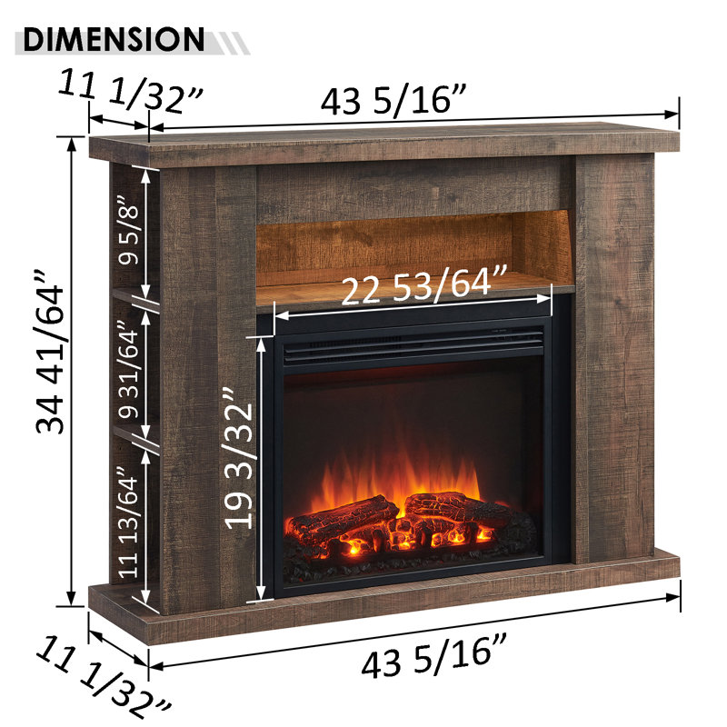 Cassella 43.3'' W Electric Fireplace with 4500 BTU