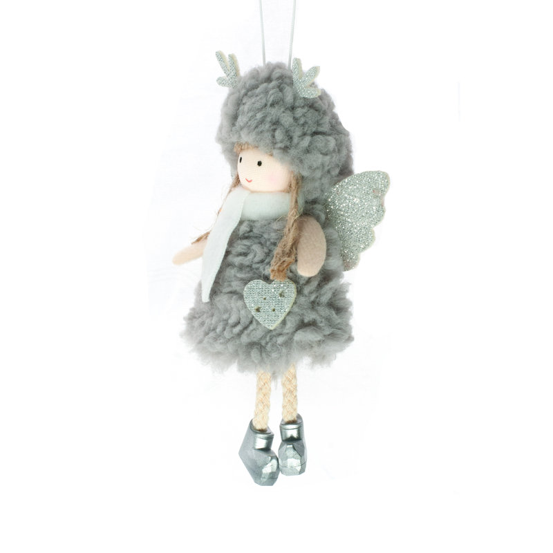 Ornement en forme d'ange gris à suspendre gris (paquet de 8)