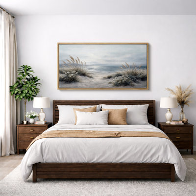Beach Path with Dunes and Sea Oats Coastal Landscape Wall Decor Extra Large Pictures Framed Canvas Print Wall Art