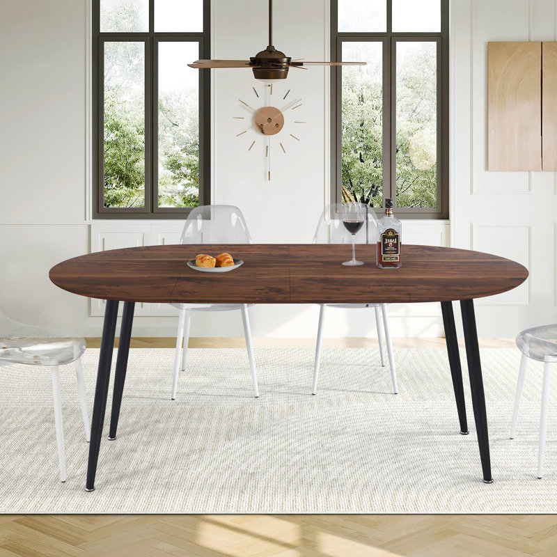 Table de salle à manger extensible 4-6 places, Brun, Noir, H 29,5 po x L 70,8 po x l 39,4 po
