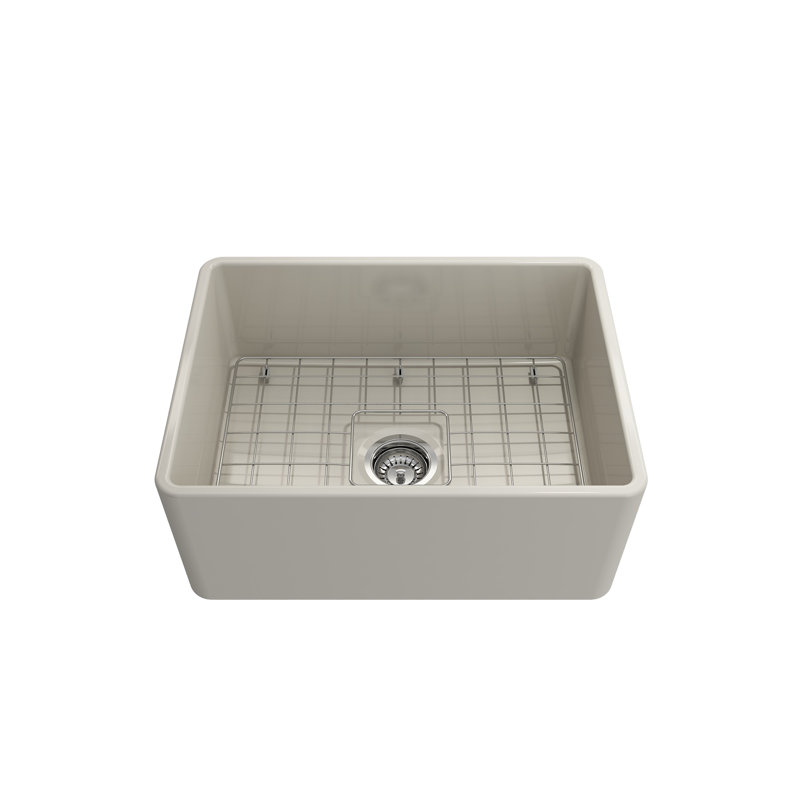 24'' L Fireclay Kitchen Sink, Biscuit
