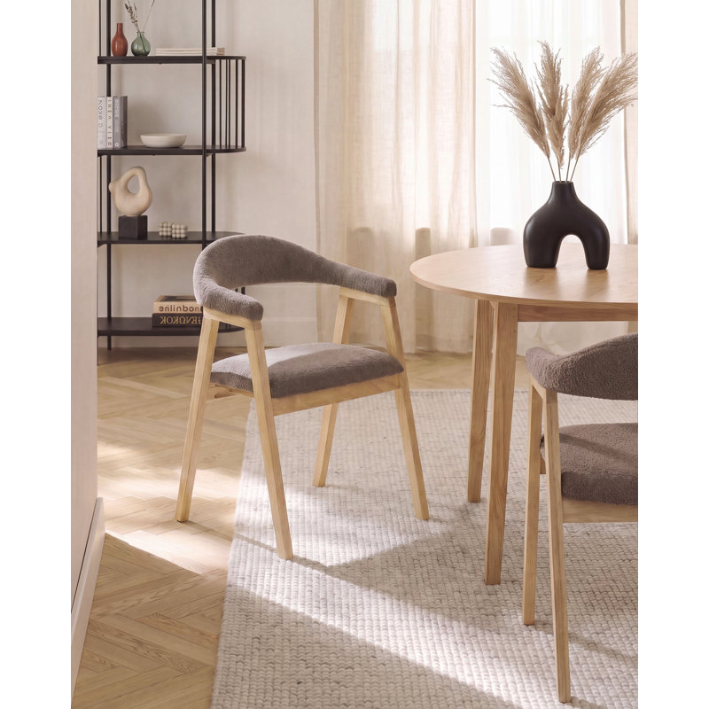 ONECO 46cm H Boucle Upholstered Armchair in Brown, Beige