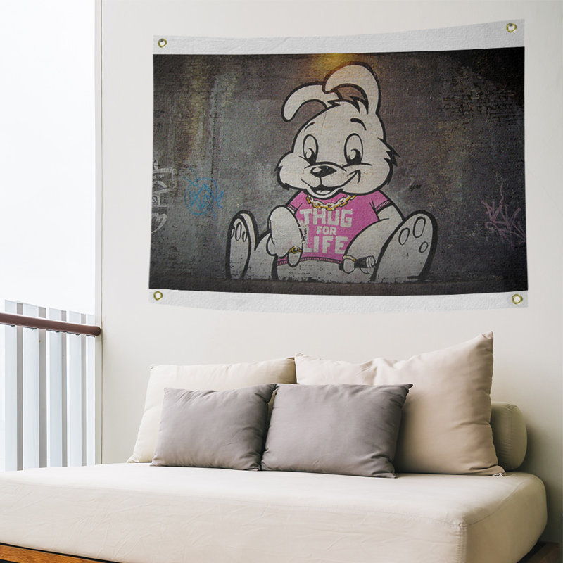 Tapisserie de lapin thug de polyester pour vie, H 50 po x l 59 po x P 1 po